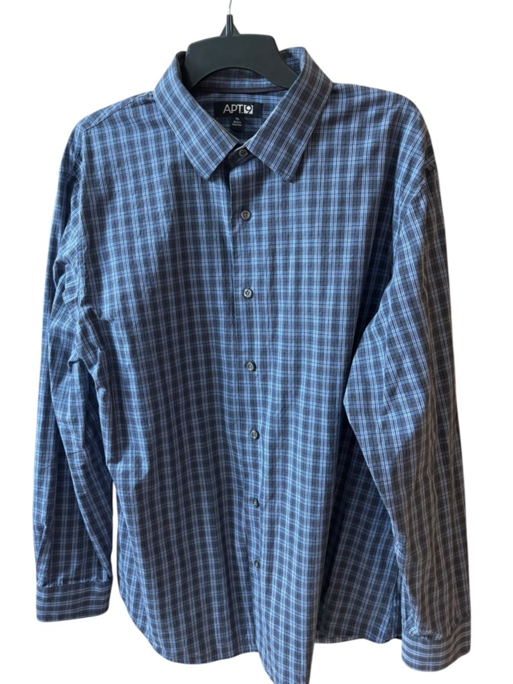 Apt. 9 Men’s XL Blue Plaid Button Down Shirt | Long Sleeve Casual Dress Shirt